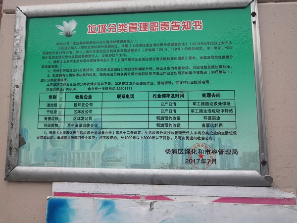 垃圾厢房上贴有清运说明。夏韵摄.jpg
