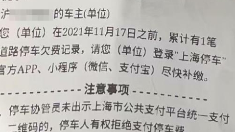 怪了！10个月前道路停车欠费？她呼吁“上海停车”应完善