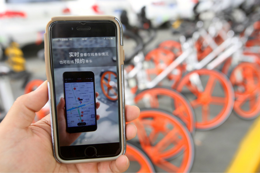 图说:扫码骑车是共享单车主流方式.东方ic