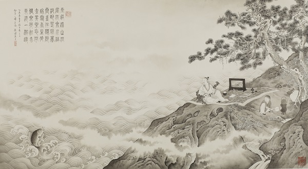 钱轶士《仙屿啜茶》 ，55x100cm， 2015年 - 万能看图王.jpg